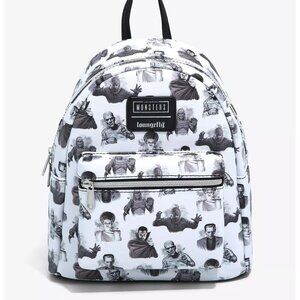 Loungefly Universal Monsters Black and White Icons Mini Backpack NWT